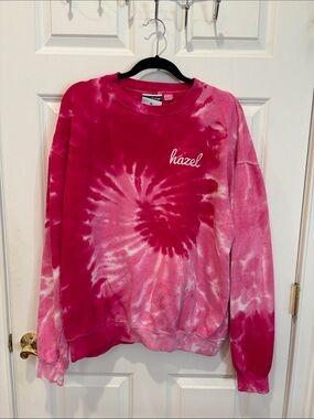 hazel Pink Spiral Tie-Dye Crewneck Sweatshirt